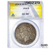 1934 Silver Peace Dollar ANACS AU50