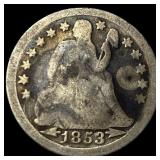1853 Arrows Seated Liberty Half Dime CHOICE PROOF