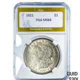 1921 Morgan Silver Dollar PGA MS64