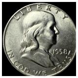 1958-D Silver Half Dollar Franklin UNCIRCULATED