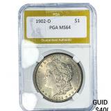 1902-O Morgan Silver Dollar PGA MS64