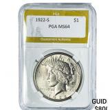 1922-S Silver Peace Dollar PGA MS64