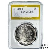 1878-S Morgan Silver Dollar PGA MS64 PL