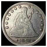 1873 Arrows Seated Liberty Quarter NEARLY UNCIRCUL