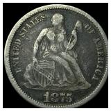1875 Seated Liberty Dime LIGHTLY CIRCULATED