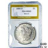 1880-O Morgan Silver Dollar PGA MS63 Micro O