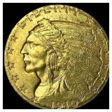 1910 Indian Head $2.50 Gold Quarter Eagle UNCIRCUL