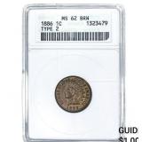1886 Indian Head Cent ANACS MS62 BRN
