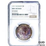 1917 Norway Silver 2 Kroner NGC UNC Details