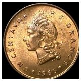 1963 Dominican Republic Brass 1 Centavo - Commem.