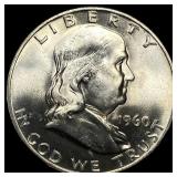 1960-D Silver Half Dollar Franklin GEM BU