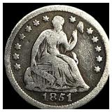 1851-O Silver Half Dime LIGHTLY CIRCULATED