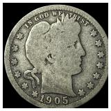 1905 Barber Silver Quarter NEARLY UNCIRCULATED