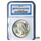 1924 Silver Peace Dollar NGC BU