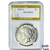 1922-S Silver Peace Dollar PGA MS63