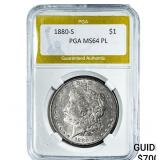 1880-S Morgan Silver Dollar PGA MS64 PL