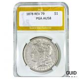 1878 Rev 79 Morgan Silver Dollar PGA AU58
