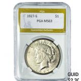 1927-S Silver Peace Dollar PGA MS63