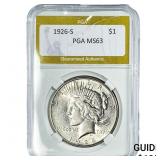 1926-S Silver Peace Dollar PGA MS63