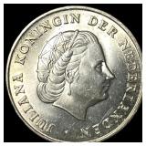 1952 Netherlands Antilles 1 Gulden LIGHTLY  CIRCU