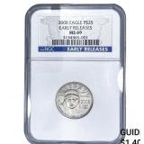 2008 $25 Platinuum Eagle 1/4oz NGC MS69