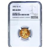1957-D Wheat Cent NGC MS66 RD