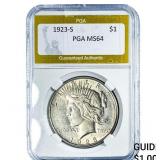1923-S Silver Peace Dollar PGA MS64