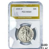 1935-D Walking Liberty Half Dollar PGA MS64