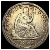 1836 Silver Quarter No Drapery Seated Liberty NEAR