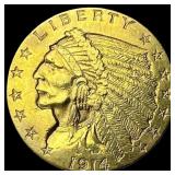 1914 Indian Head Gold $2.50 Quarter Eagle UNCIRCUL