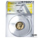 1943-D Mercury Silver Dime ANACS MS66 FSB