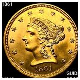 1861 $2.50 Gold Quarter Eagle CHOICE BU