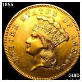 1855 $3 Gold Piece UNCIRCULATED