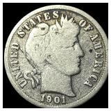 1901-S Silver Barber Dime LIGHTLY CIRCULATED