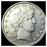 1913-S Silver Barber Half Dollar CLOSELY UNCIRCULA