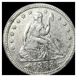 1853 Arrows Seated Liberty Silver Quarter NEARLY U