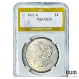 1921-D Morgan Silver Dollar PGA MS65