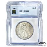 1943 Walking Liberty Half Dollar ICG MS64