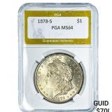 1878-S Morgan Silver Dollar PGA MS64
