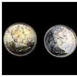 1965 & 1967 Canada Silver 10 Cents Centennial CHOI