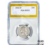 1932-D Washington Silver Quarter PGA MS62