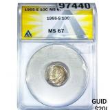 1955-S Roosevelt Dime ANACS MS67
