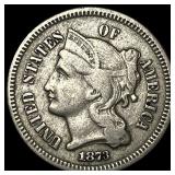 1873 Nickel Three-Cent Piece NEARLY UNCIRCULATED