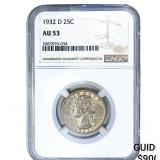 1932-D Washington Silver Quarter NGC AU53