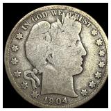 1904-S Silver Barber Half Dollar LIGHTLY CIRCULATE