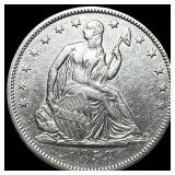 1858 Seated Liberty Half Dollar CLOSELY UNCIRCULAT