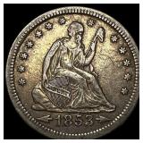 1853 Arrows Seated Liberty Quarter NEARLY UNCIRCUL