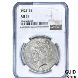 1923 Silver Peace Dollar NGC AU55