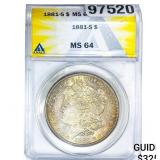 1881-S Morgan Silver Dollar ANACS MS64