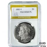 1882-S Morgan Silver Dollar PGA MS64 PL